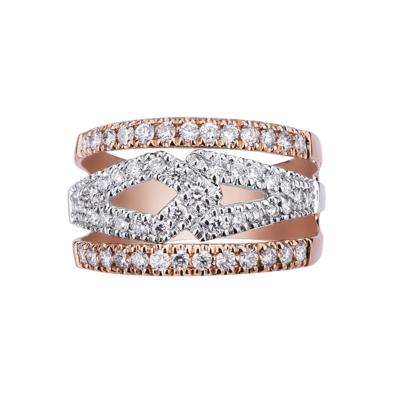 18k white and rosé gold ring with diamonds 
