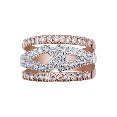 18k white and rosé gold ring with diamonds 
