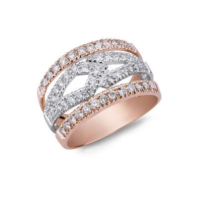 18k white and rosé gold ring with diamonds 