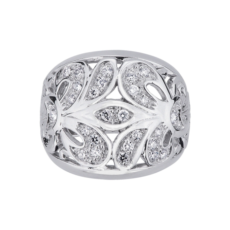 Embroided ring in white gold 18k with diamonds 