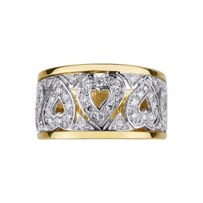 18k white and yellow gold ring with diamonds 