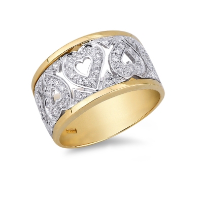 18k white and yellow gold ring with diamonds 