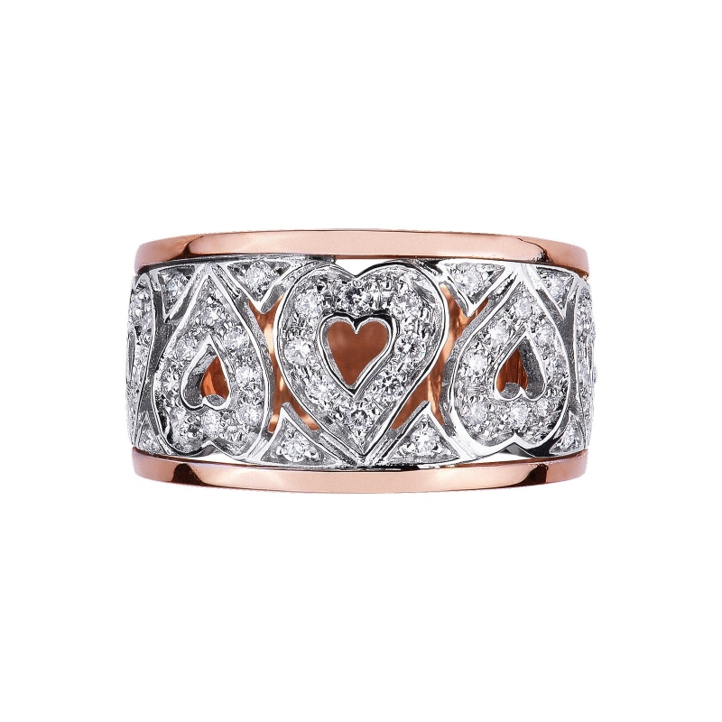 18k white and rosé gold with diamonds hearts
