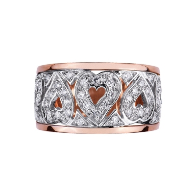 18k white and rosé gold with diamonds hearts