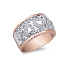 18k white and rosé gold with diamonds hearts