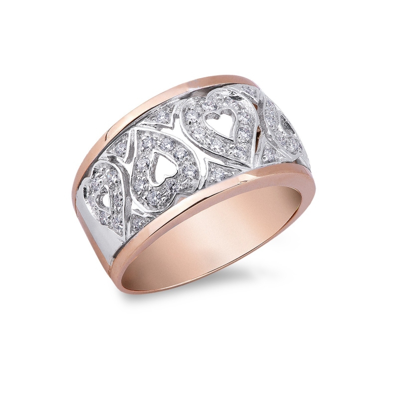 18k white and rosé gold with diamonds hearts