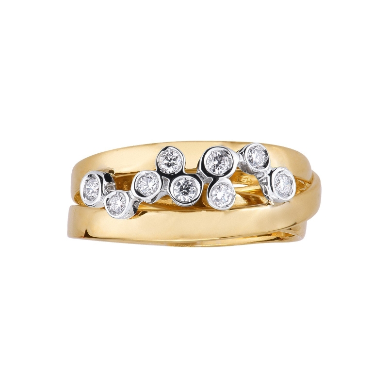 18k yellow and white gold ring with diamonds 