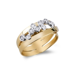 18k yellow and white gold ring with diamonds 