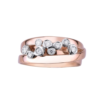 18k rosé and white gold ring with diamonds 