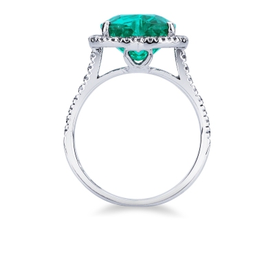 White gold 18k ring with emerald and diamonds 