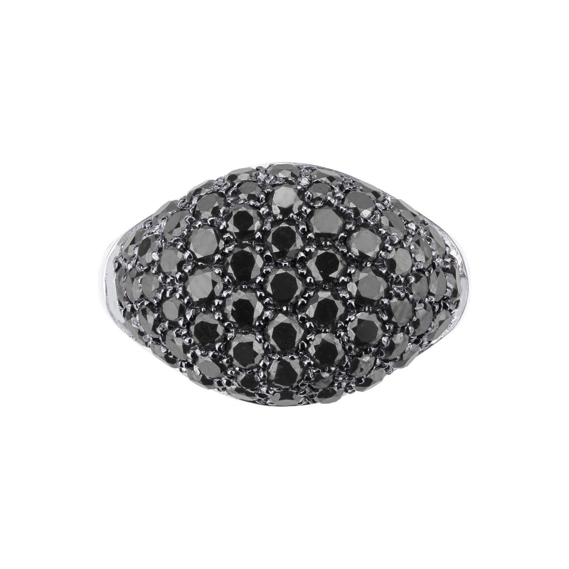 White gold 18k pinky ring with black diamonds 