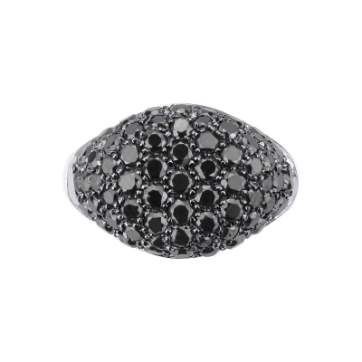 White gold 18k pinky ring with black diamonds 