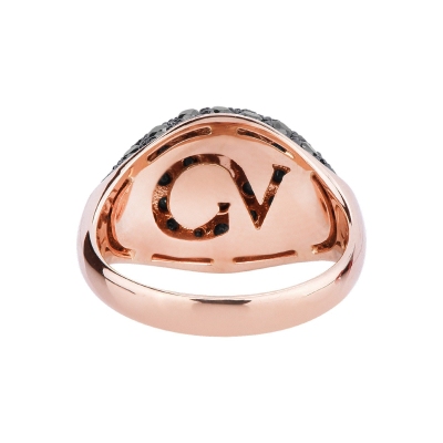 Rosé gold 18k pinky ring with black diamonds pavé 