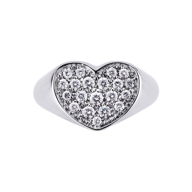 White gold 18k pinky ring with diamonds 