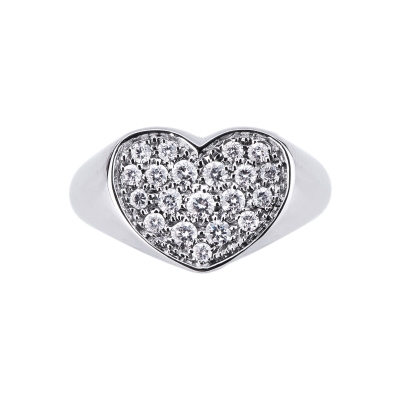 White gold 18k pinky ring with diamonds 