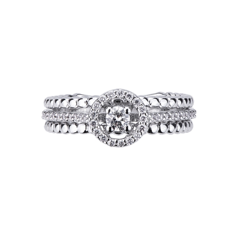 White gold 18k twisted wire diamond ring 
