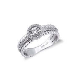 White gold 18k twisted wire diamond ring 