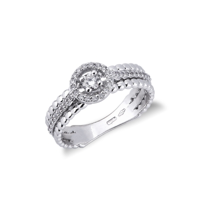 White gold 18k twisted wire diamond ring 