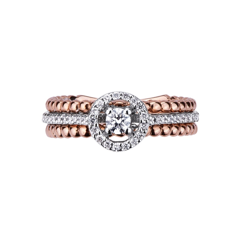 White and rosé gold 18k ring with diamonds 
