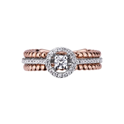 White and rosé gold 18k ring with diamonds 