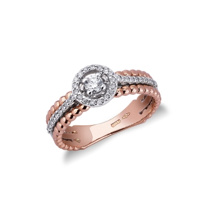 White and rosé gold 18k ring with diamonds 