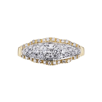 Woman ring in white and yellow gold 18k with diamonds 