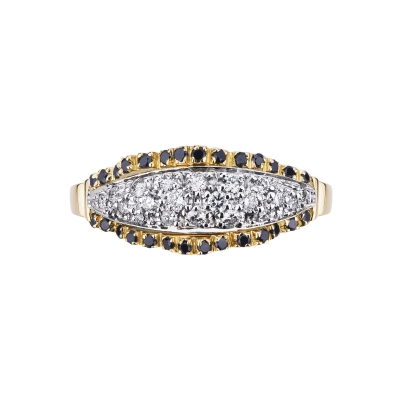 White and yellow 18k gold with black and white diamonds 