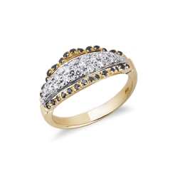 White and yellow 18k gold with black and white diamonds 