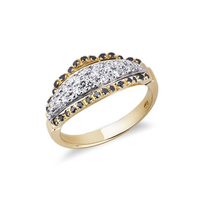 White and yellow 18k gold with black and white diamonds 