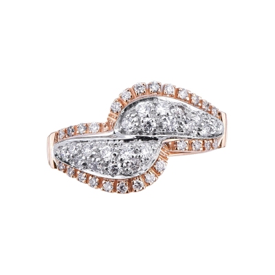 Rosé and white gold 18k ring with diamonds