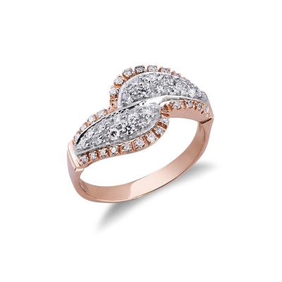 Rosé and white gold 18k ring with diamonds
