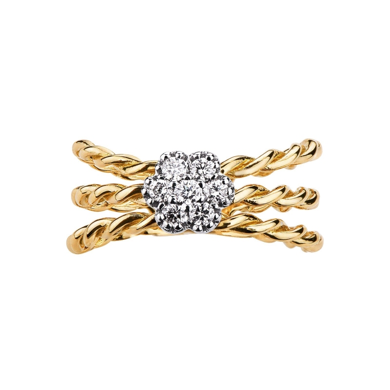 18k white and yellow gold ring with diamonds 