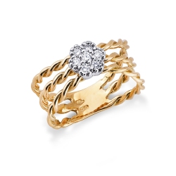 18k white and yellow gold ring with diamonds 