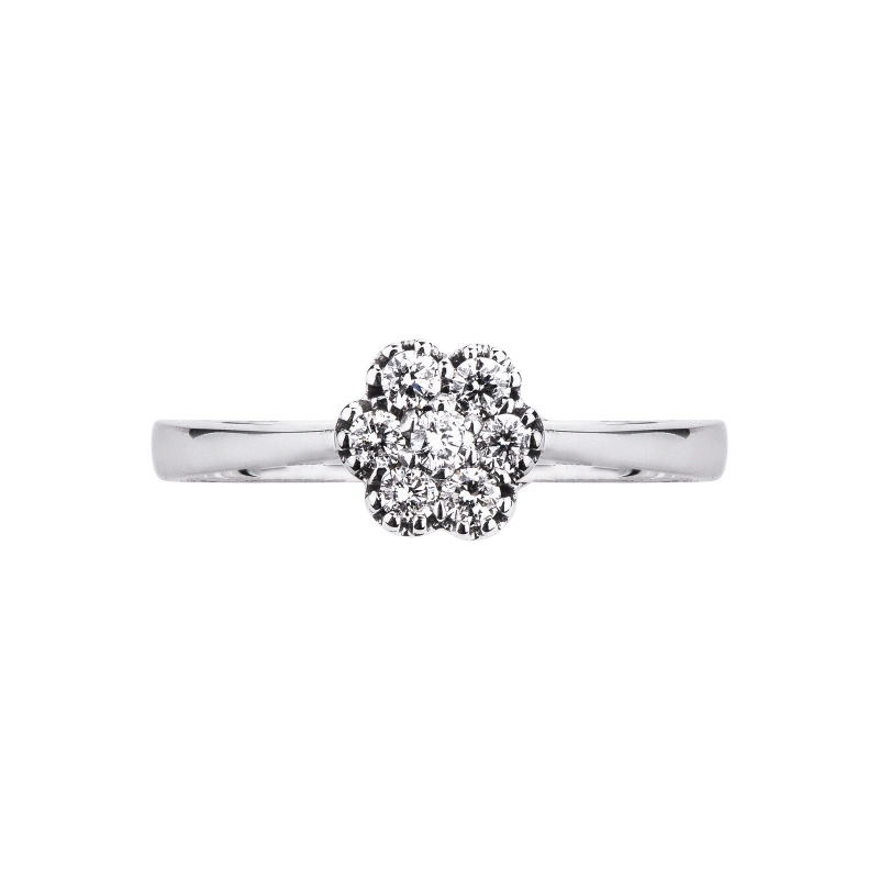 White gold 18k diamonds flower ring 