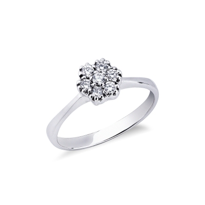White gold 18k diamonds flower ring 