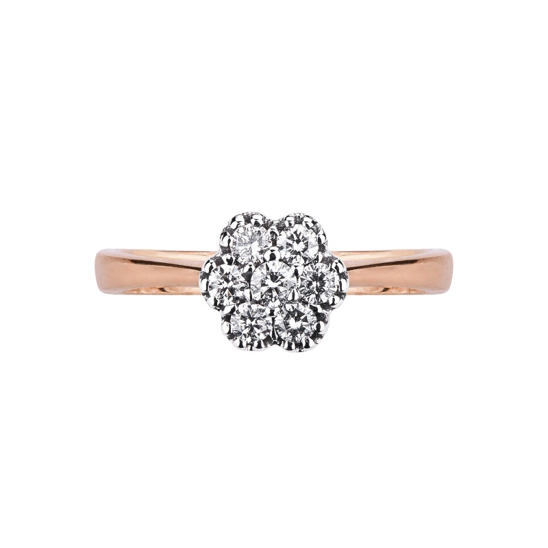18k white and rosé gold ring with diamonds 