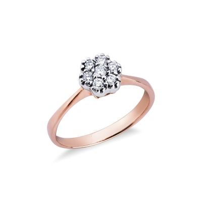 18k white and rosé gold ring with diamonds 