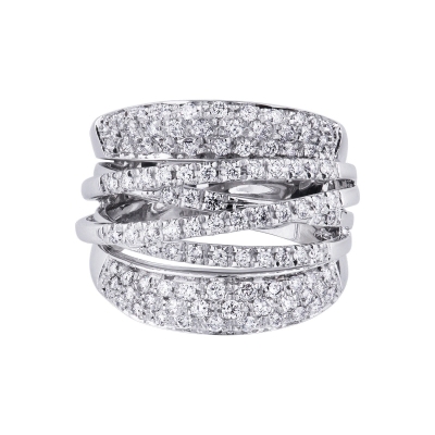White gold 18k band ring with diamonds 