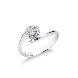 White gold 18k illusion flower ring with diamonds 