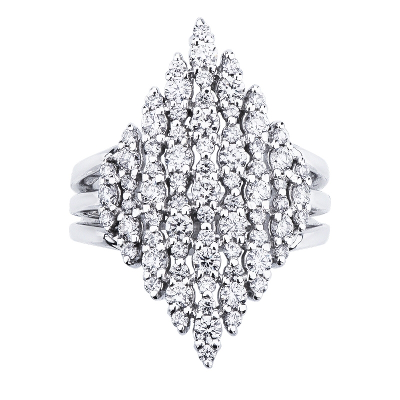 18k white gold band ring with diamonds 