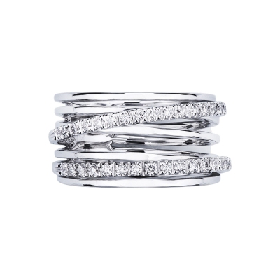 Band diamond ring in white gold 18k