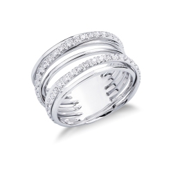 Band diamond ring in white gold 18k