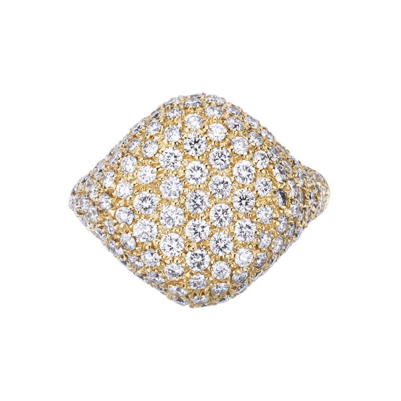 Yellow gold 18k pinky ring with diamonds pavé