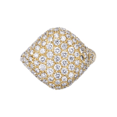 Yellow gold 18k pinky ring with diamonds pavé
