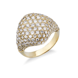 Yellow gold 18k pinky ring with diamonds pavé