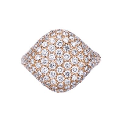 Rosé gold 18k pinky ring with diamonds pavé