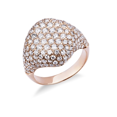 Rosé gold 18k pinky ring with diamonds pavé