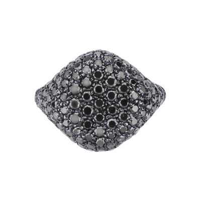 Rosé gold 18k pinky ring with black diamonds pavé
