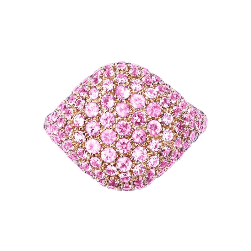 Rosé gold 18k ring with pink sapphires pavé