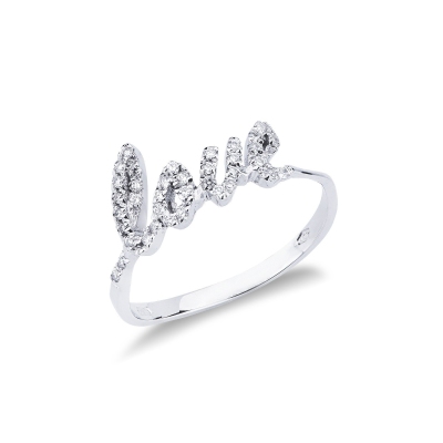 Love ring in white gold 18k with diamonds 
